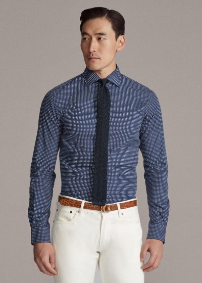 Camisa Ralph Lauren Hombre Azules / Blancos - Geometric-Print - FXLDQ4865